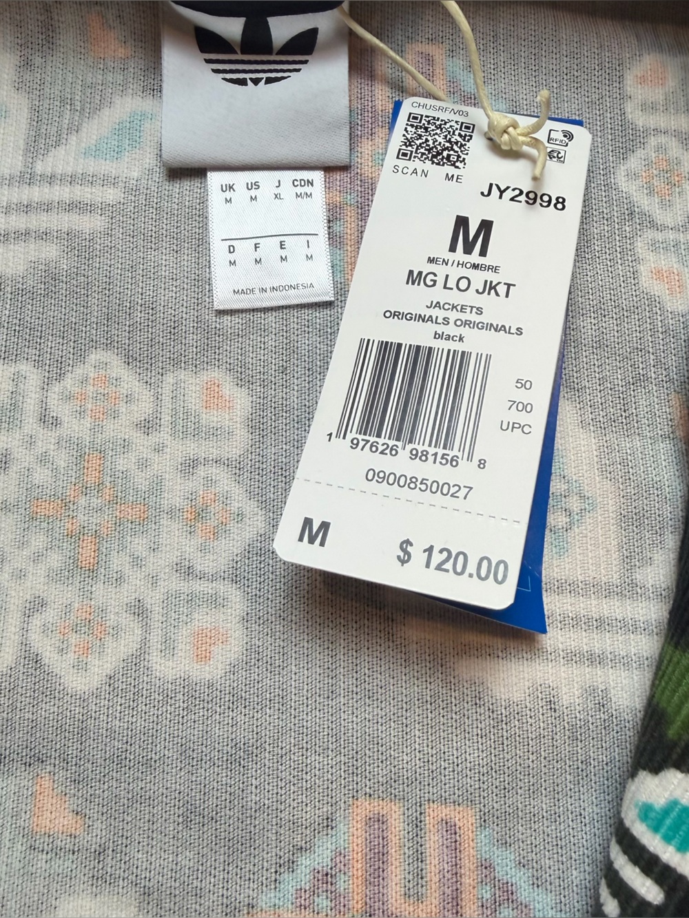 NEW adidas Originals Monogram Logo Aztec Corduroy Zip Up Jacket JY2998 Medium - Picture 3 of 3